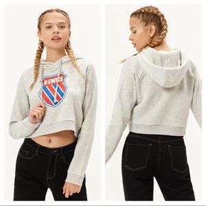 K-Swiss Grind Cropped Logo Hooded Sweatshirt Heather Grey M